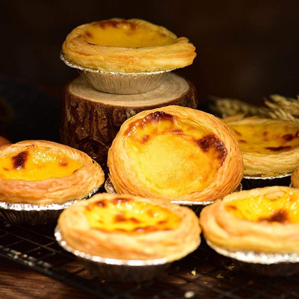 50Pcs Silver Mini Pie Tins, Small Pie Pans, Round Tart Pie Foil Pans Disposable Pans Aluminum Foil Tart Pans, Aluminum Pie Pans for Baking Pot Pies, Tarts