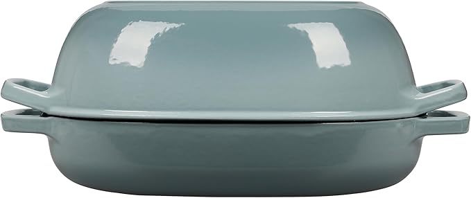 Enameled Cast Iron Oval Dutch Oven Pot with Lid, Dutch Oven for Sourdough Bread Baking, Oval Bread Pan, 7qt, Seasalt