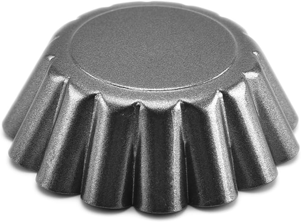 12 Packs Egg Tart Pan, Non-Stick Carbon Steel Molds, Reusable Mini Pie Mould Muffin Cupcake Pudding Baking Cup for Pies, Cakes, Quiche Bakeware - 2.6 x 0.9 Inch