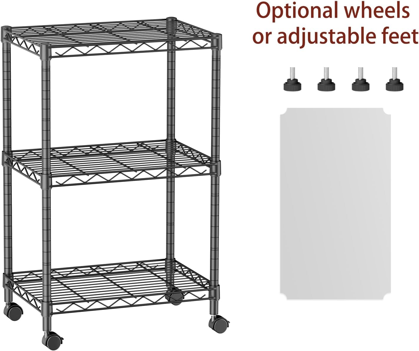 SINGAYE 3 Small Wire Shelves Kitchen Pantry Close Home Organizers and Storage Bathroom Shelf Laundry Room Organization Adjustable Book Metal Garage Shelving Unit