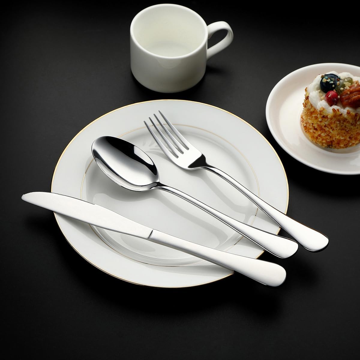 WYT Dinner Spoons Set for 8, Stainless Steel 8-Piece Flatware Spoons Set, Modern Silverware Dinner Spoon, Mirror Polished, Dishwasher Safe, 7.9 Inches