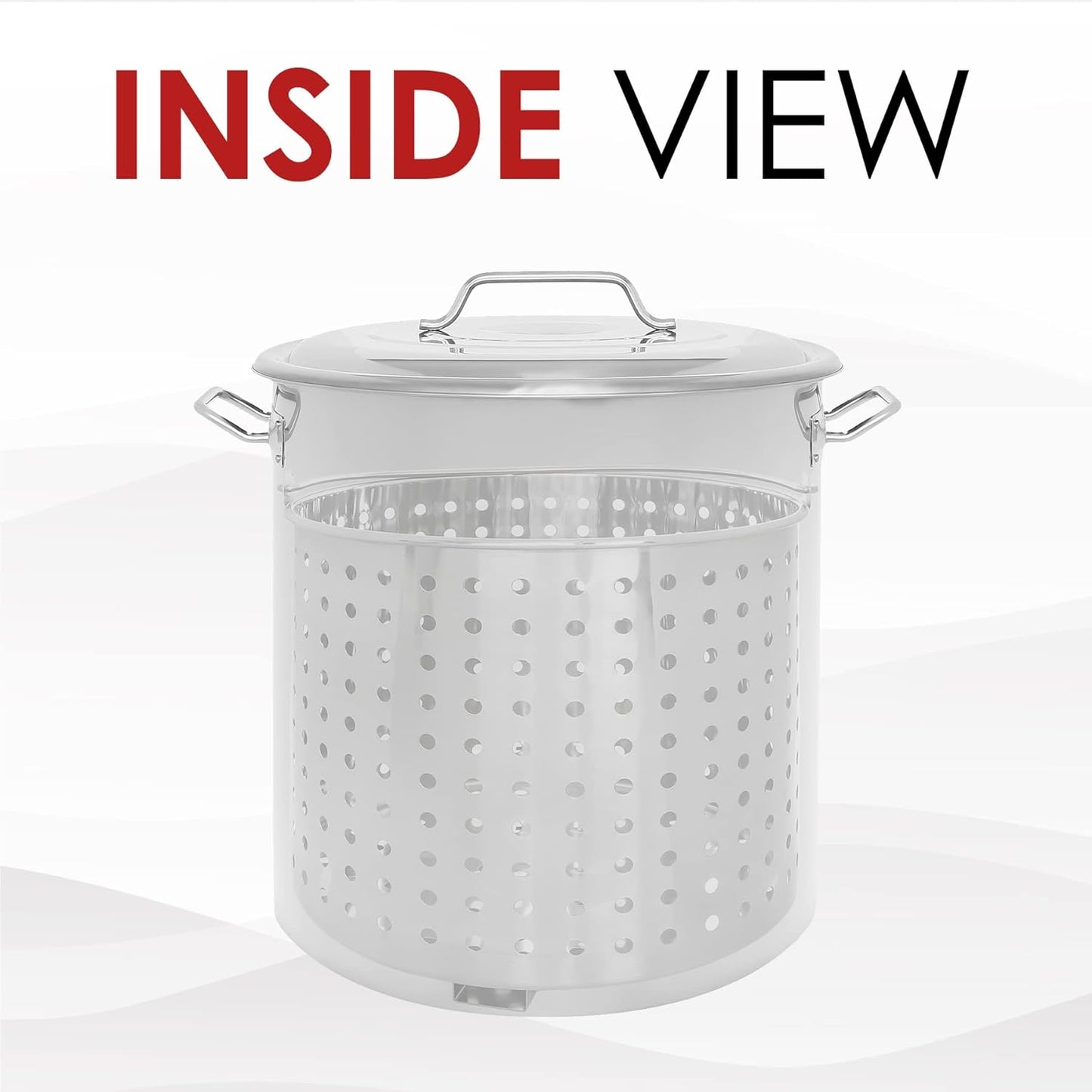 CONCORD Stainless Steel Stock Pot w/Steamer Basket. Cookware great for boiling and steaming (60 Quart)