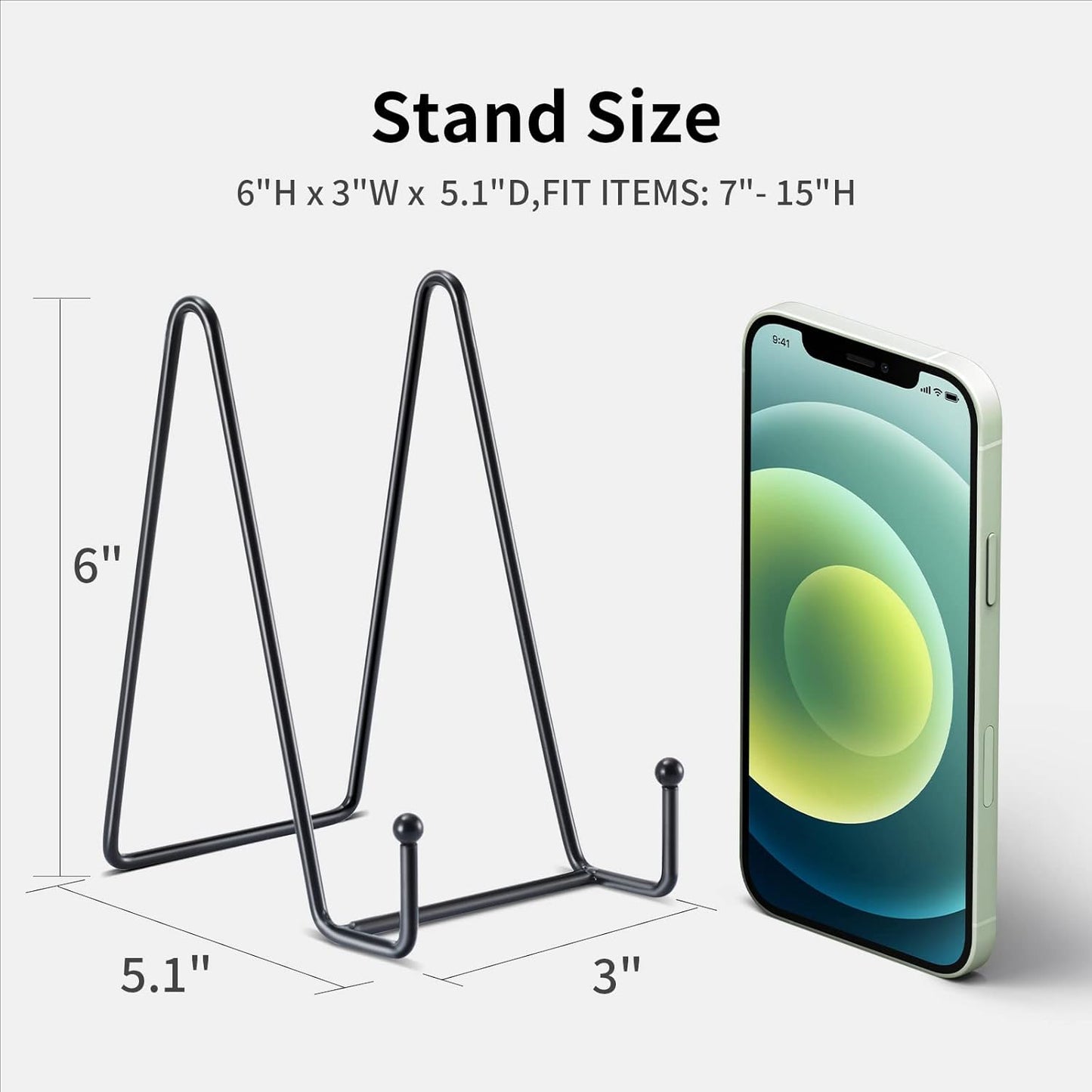 Kruodop 6 Inch Plate Stands for Display, 5 Pack Plate Holder Display Stand, Black Metal Frame Easel Holder Stand for Pictures,Book, Photo, Decorative Plate