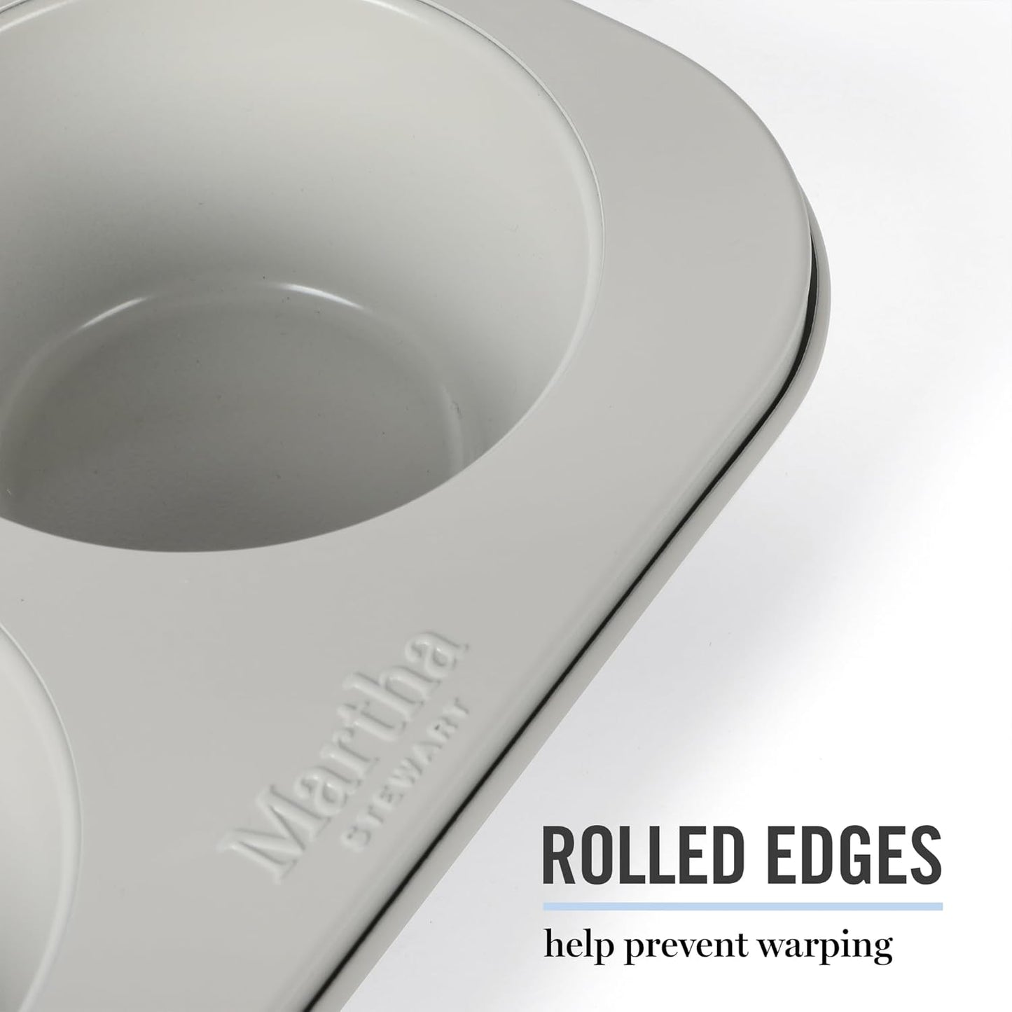 Martha Stewart Gallen 6 Cup Nonstick Carbon Steel Muffin/Cupcake Pan - Cool Grey