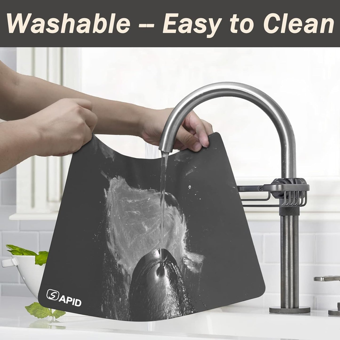 Extra Large Silicone Mat 36" x 24" Place Mats, Heat Resistant Mat for Kitchen Countertop Protector, Thick Placemats Washable Silicone Mats for Kitchen Counter Mat Dining Table Mat, Darkgrey, Sapid