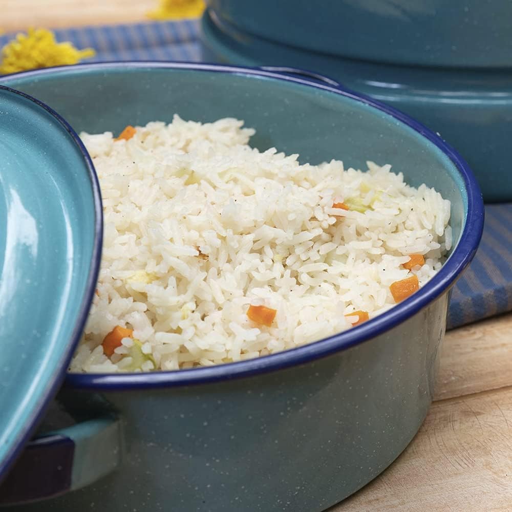 5-Quart Casserole Dish with Lid, Durable Enamel Steel, Oven & Induction Safe Casserole Dishware - Hispanic Dutch Oven for Arroz Con Pollo, Stews, Large Family Meals (Turquoise Blue)