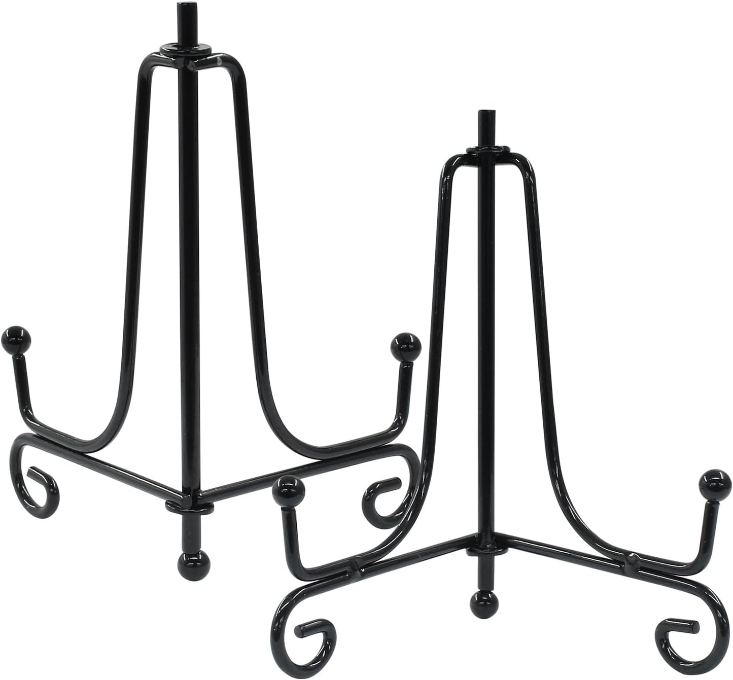 Hordion 2 Pack Plate Stand, 4 Inch Black Iron Easel Photo Display Stand Plate Holder for Picture Frame Book Tabletop Art Platter