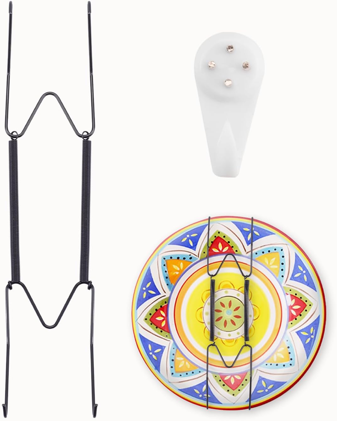 Plate Hangers for The Wall Suitable for 9-11 inch Small Decorative Plate, Invisible Stainless Steel Plate Hangers for Display with Wall Hooks, for Plates/Platter/Dish/Picture(Black)