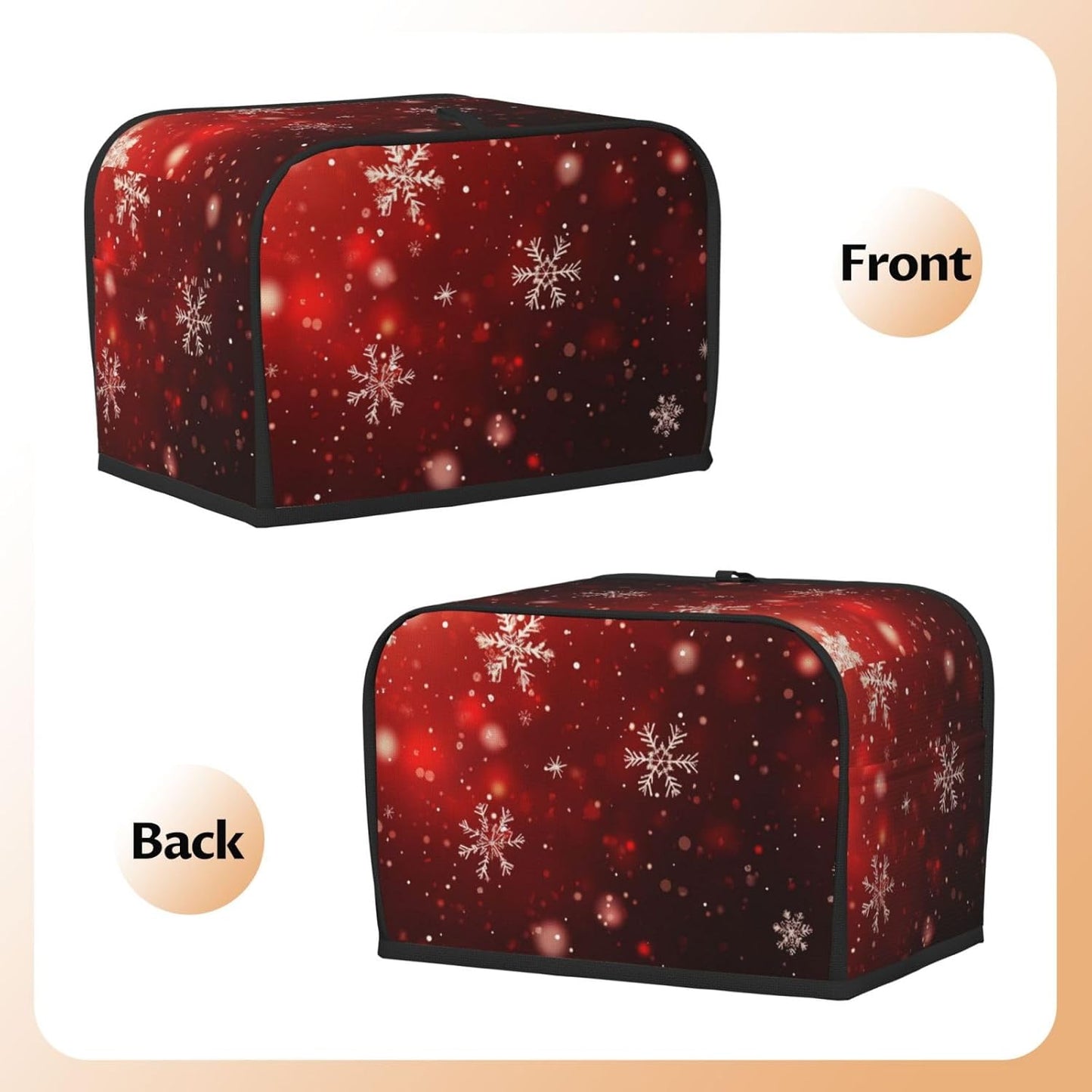 Toaster Cover 2 Slice Red Christmas Snowflake Xmas Glitter Kitchen Small Appliance Covers with Pockets Dust and Fingerprint Protection