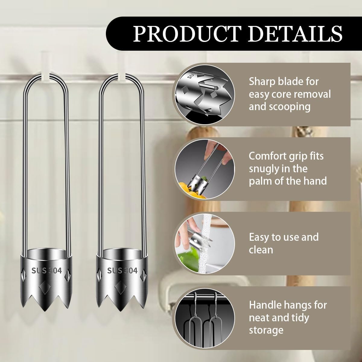 Red Bell Pepper Seed Corer,Multifunction Stainless Steel Pepper Corer Seed Remover Tool, Kitchen Utility Gadgets for Cored Bell Peppers, Apples, Pears