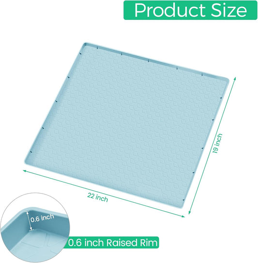 TRZZ Silicone Waterproof Under Sink Mat 22" x 19", Drip Tray and Cabinet Liner for Kitchen and Bathroom, Prevents Water Damage and Organizes Cabinets (Light Blue)