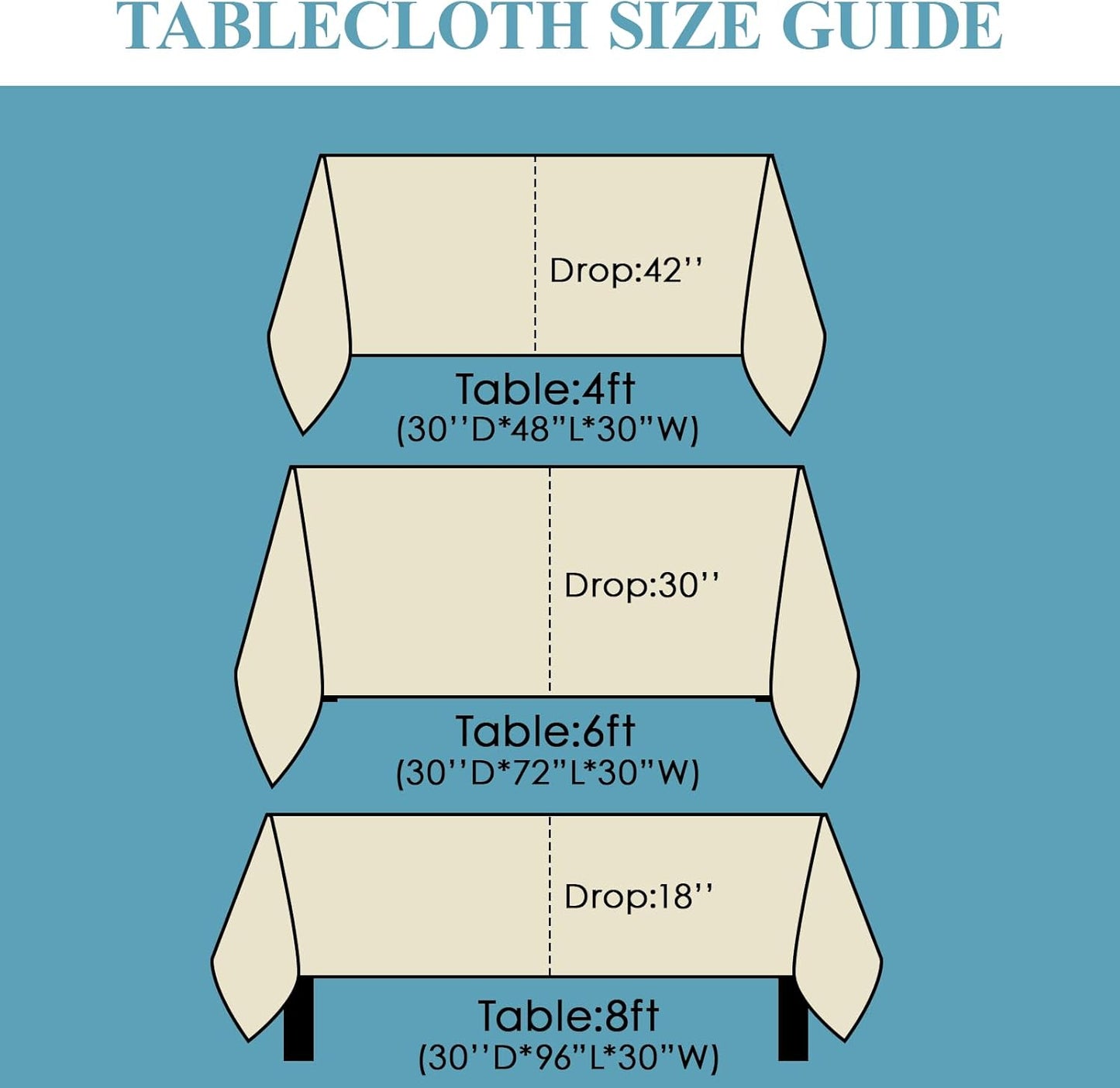 VidaFete Tablecloth 6 Pack 90 * 132inch Rectangle Table Cloth Polyester, Stain Wrinkle Resistant Polyester Dining Table Cover for Kitchen Dinning Party Wedding Rectangular Buffet Decoration(Ivory)