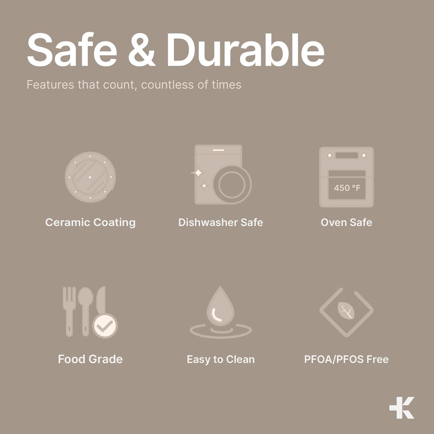 Bakken 8-Piece Stackable Bakeware Set - Ceramic Non-Stick Coating, Baking Sheets, Assorted Baking Pans, PTFE, PFOA & PFOS Free - Healthy Baking, Ergonomic Handles, Cooling Rack, Non-Toxic, Oven-Safe