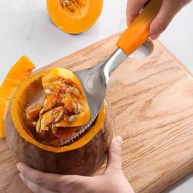 Heavy Duty Pumpkin Corer and Pulp Scooper | Manual Carving Tool with Grip Handle | Fruit and Vegetable Core Remover Scraper for Halloween Pumpkin