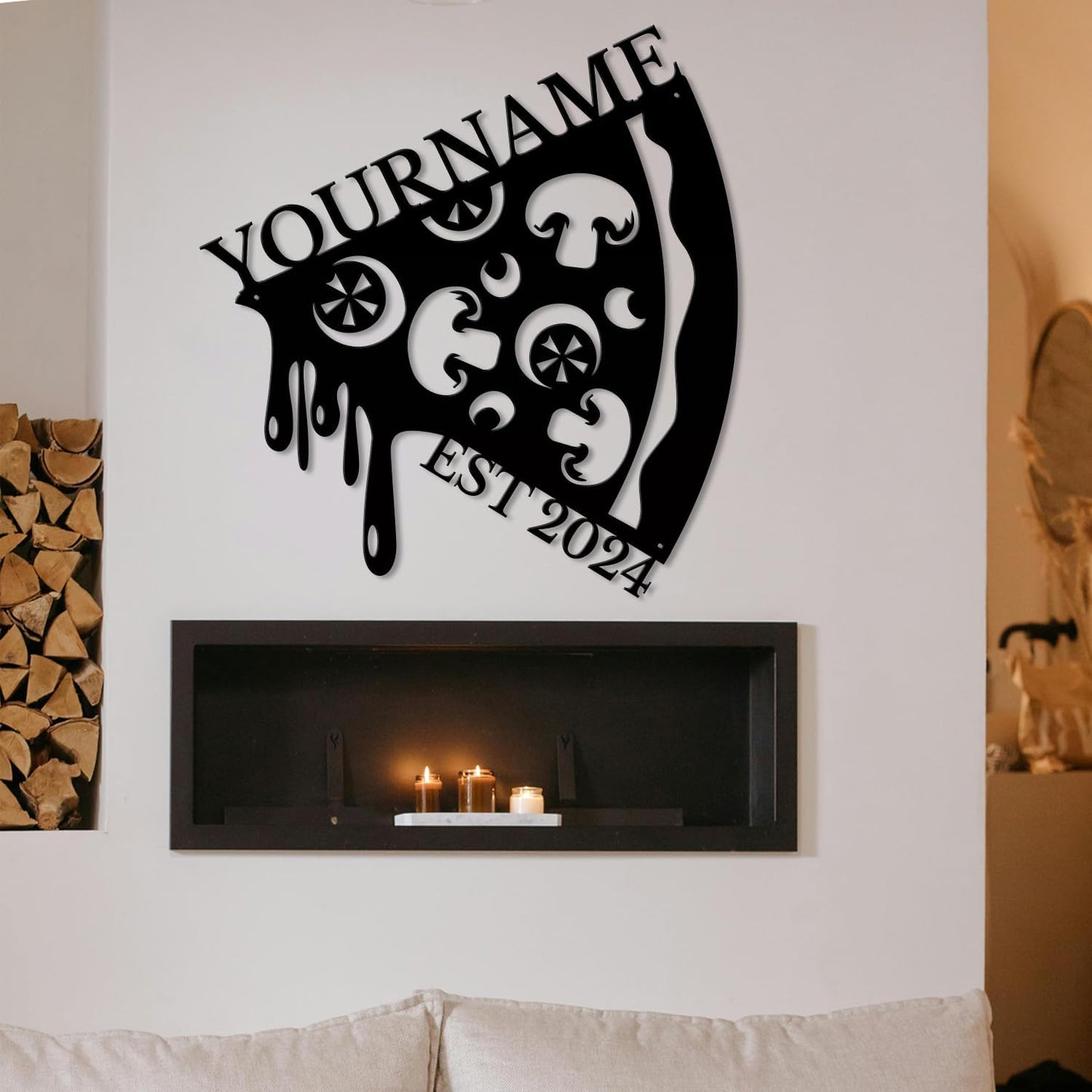 magilab Personalized Pizza Metal Sign, Custom Kitchen Wall Decor for Home & Outdoor, Food Lover Gift (Style C)