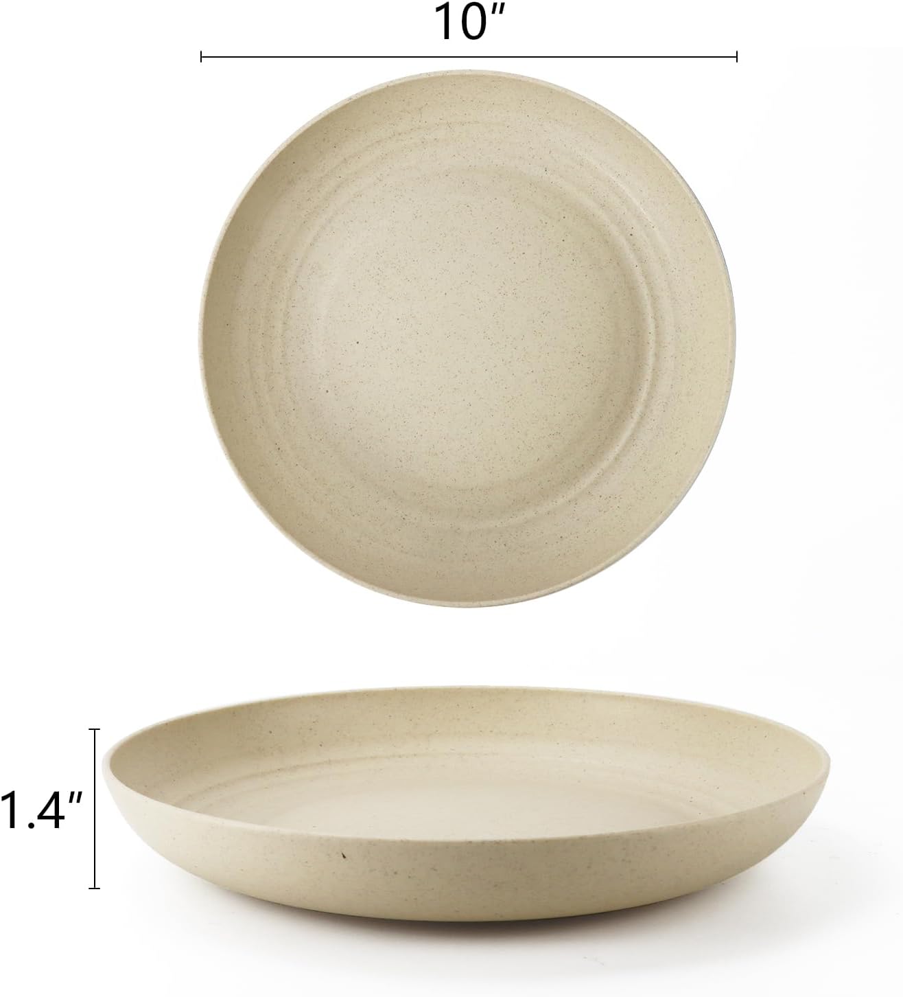 Homienly Deep Dinner Set of 12 - Alternative for Plastic, Microwave and Dishwasher Safe Wheat Straw Plates for Kitchen, Unbreakable Kids (Beige, 10 Inch)