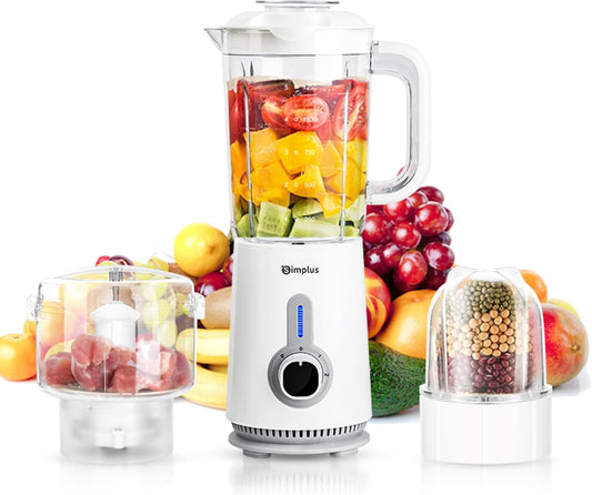 Simplus 3 in 1 Blender and Food Processor Combo for Kitchen, Small Electric Food Chopper, Meat and Vegetable Grinder, 380W High Speed 5 Cup Blenders with 2 Speeds and Pulse for Smoothies and Shakes
