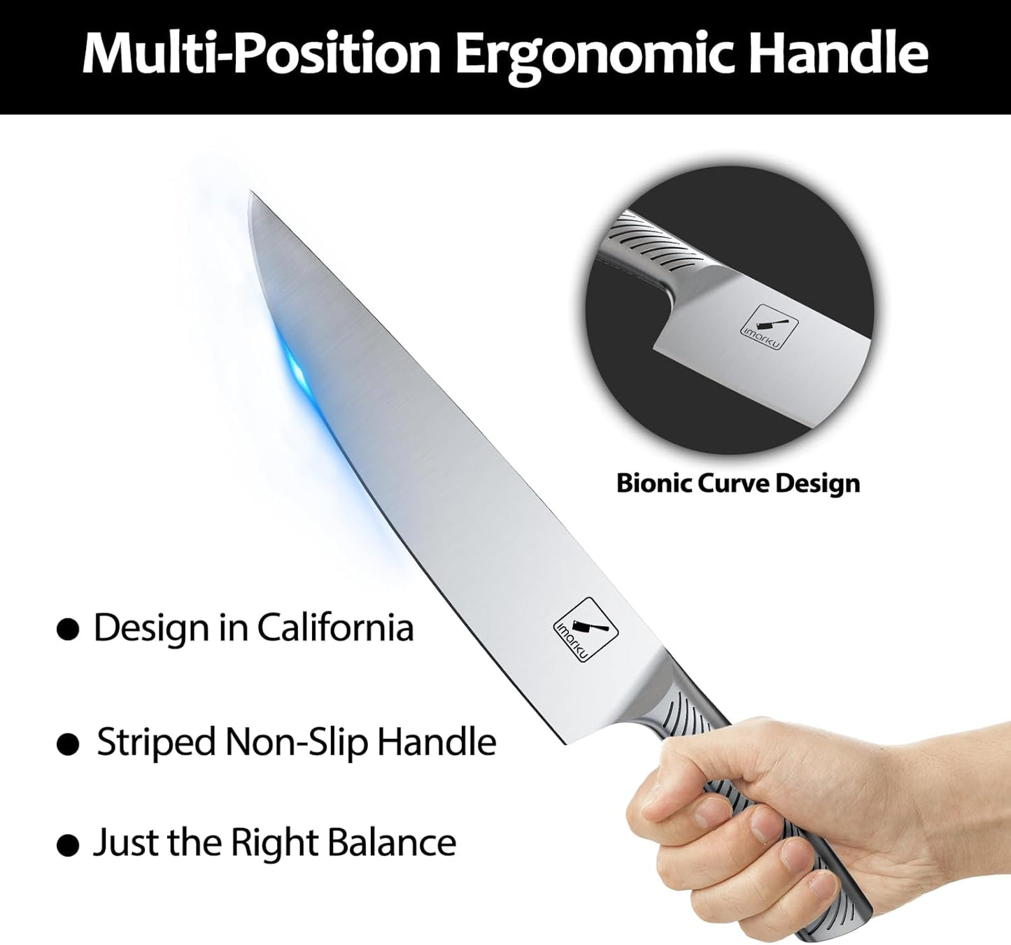 Knife Set, imarku 14Pcs Kitchen Knives Set, Premium Japanese Knife Set with Block, Razor-Sharp High Carbon Stainless Steel Knives Set for Kitchen, Dishwasher Safe, Built-in Sharpener, Black