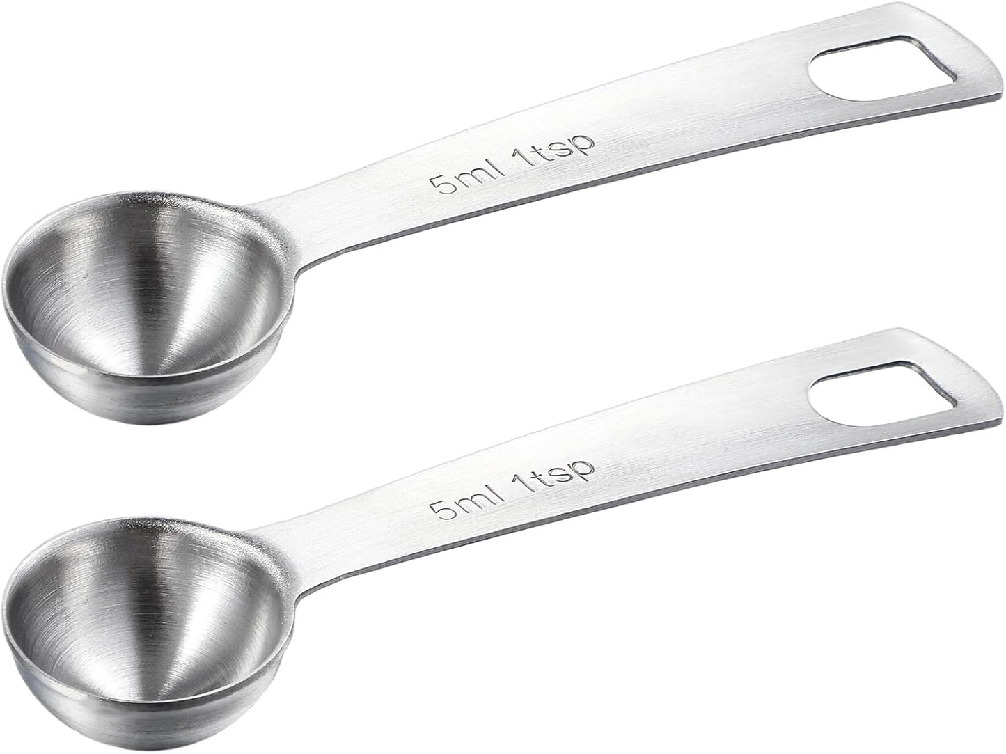 Lusofie 2 Pcs 1 Teaspoon Measuring Spoons 5ml Mini Spoons Stainless Steel Measuring Spoons For Kitchen Cooking Spoon Coffee Spoon (Silver)