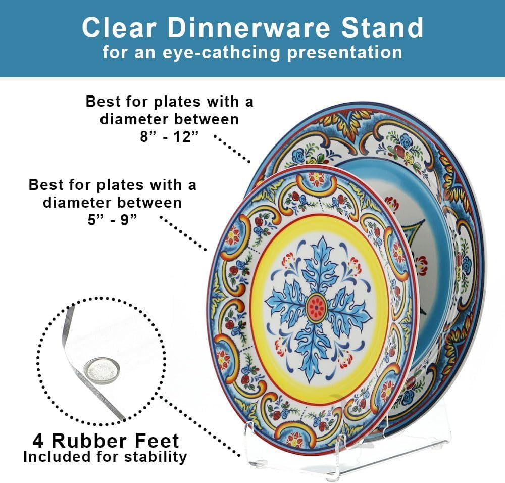 OnFireGuy Plate Dinnerware Display Stand for Kitchenware Plates Platters China Display Rack Place Setting Holder (2 Pack, 2 Tier)