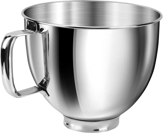 GasSaf 5Quart Mixing Bowl, Stainless Steel Kitchen Mixer Bowls Suitable for Kitchen-aid Series 4.5-5 QT Tilt-Head Mixer