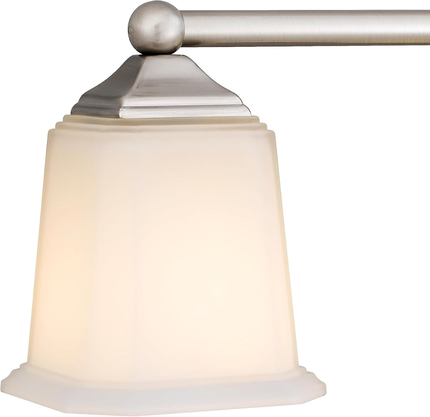 Nox Vintage 4-Light Vanity Light Modern Wall Sconce Lighting Brushed Nickel with White Glass Shade for Bathroom, Hallway, Entryway, Kitchen, Mirror, Laundry Room