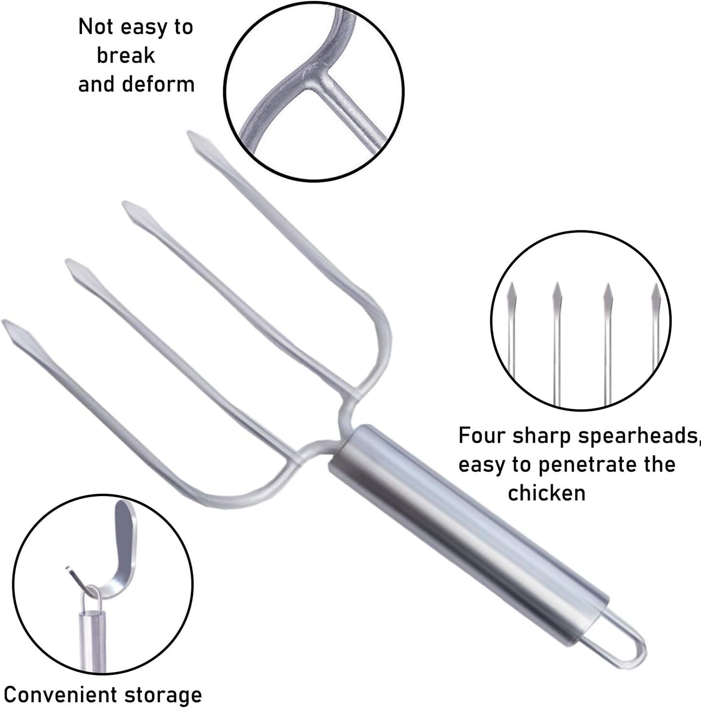 Stainless Steel Poultry Lifters Set of 2.Meat Fork, Roaster Poultry Fork, Carving Forks, Transfer Chicken or Ham Easily