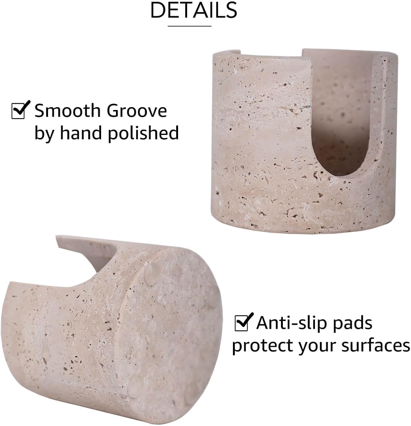 Travertine Marble Sponge Holder for Kitchen Counter - Natural Stone Dish Drying Rack, Sponge Caddy for Sink Organizer - Durable & Stylish Kitchen Decor