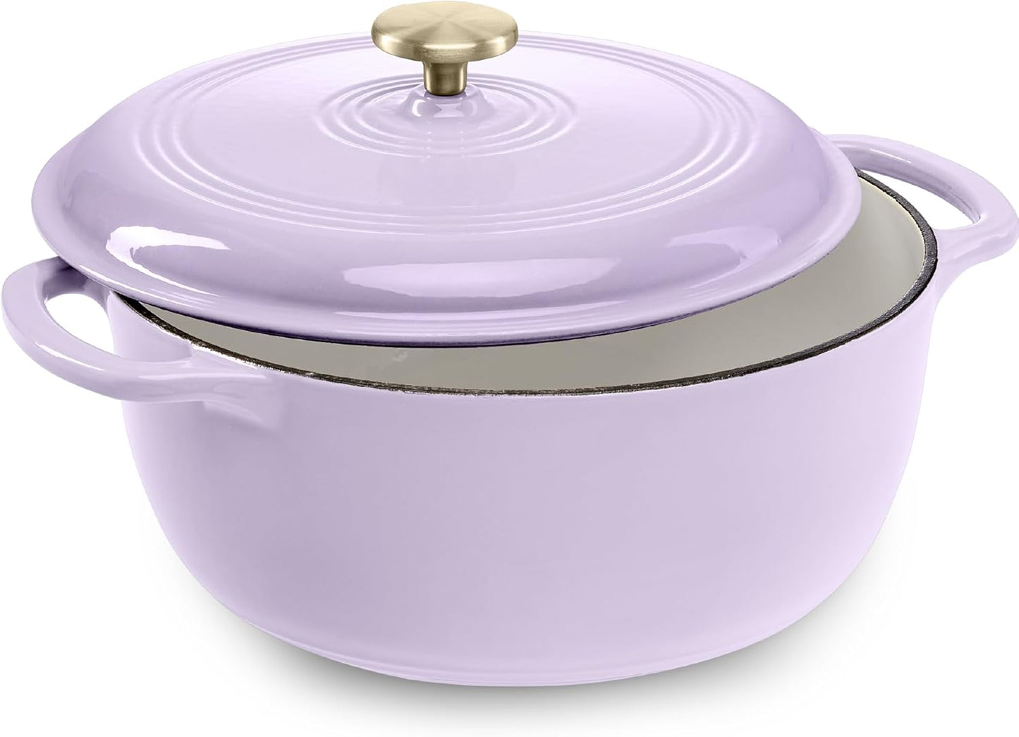 Best Choice Products 6 Quart Enamel Cast-Iron Round Dutch Oven, Family Style Heavy-Duty Pre-Seasoned Cookware for Home, Kitchen, Dining Room, Oven Safe w/Lid, Dual Handles - Lavender Mist