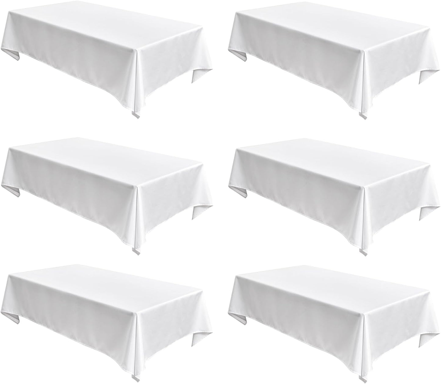 Fitable Faux Linen White Tablecloths for 6 Foot Rectangle Tables - 60 x 102 Inch - 6 Pack Fabric Textured Folding Table Clothes Faux Burlap Table Covers for Wedding, Party, Banquet, Birthday