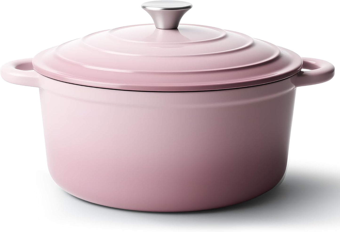 6 Quart Dutch Oven Pot with Lid, Non Stick Enameled Cast Iron Dutch Oven for Bread Baking, Heavy-Duty, Oven Safe Ceramic Cookware Up to 500°F for Baking, Braising, Stews, Roasting, Pink