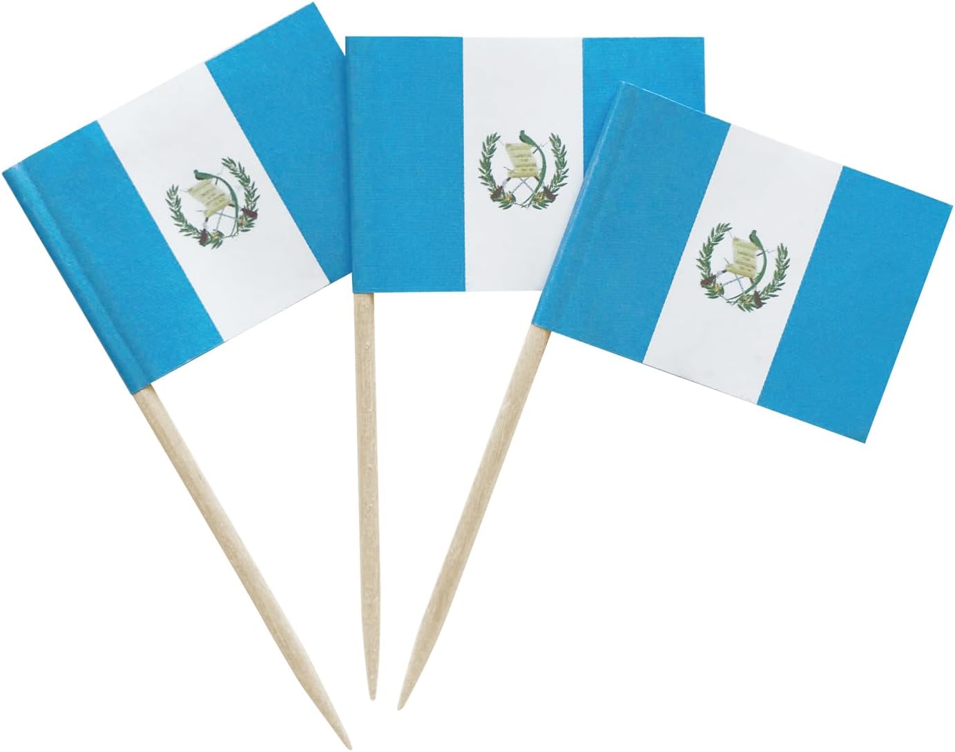 100 Pcs Guatemala Flag Guatemalan Toothpick Flags, Small Mini Stick Cupcake Toppers Guatemalan Flags