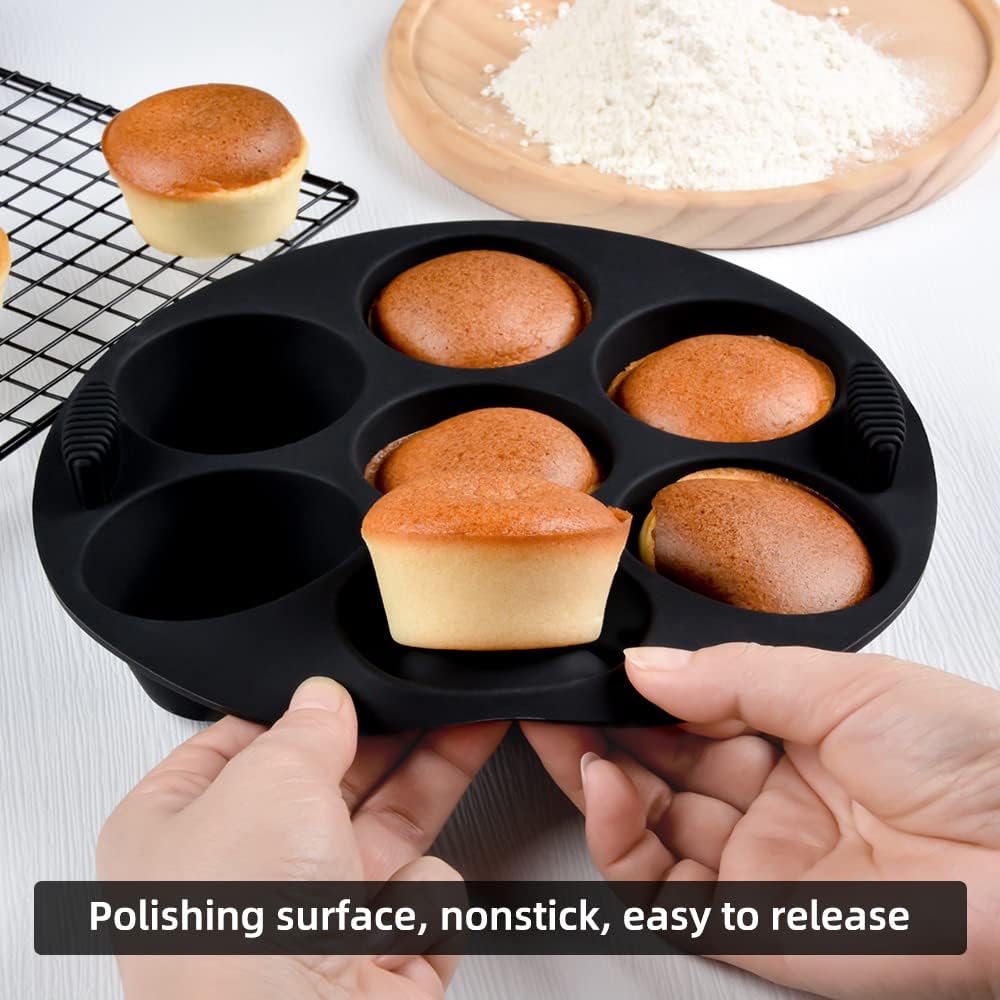 Silicone Muffin Pan for Air Fryer,Oven,Instant Pot 8.4inch Reusable BPA Free Silicone Baking Molds 2-Pack