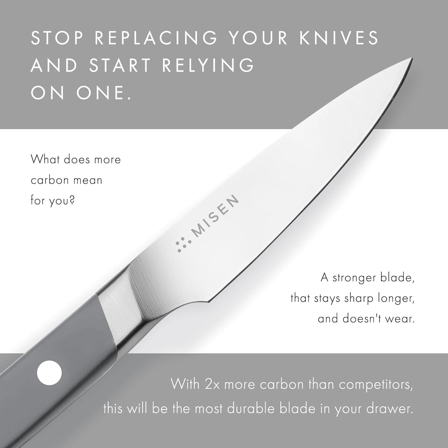 Misen 3.5" Paring Knife – Precision Kitchen Knife - High-Carbon Stainless Steel Blade – Ergonomic Handle for Peeling, Trimming, and Slicing – Lightweight, Versatile Tool for All Culinary Tasks - Gray