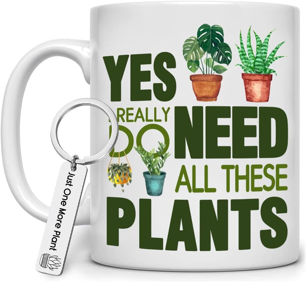 Plants Mug Gifts for Plant Lover Women Men Gifts For Plant Lovers 11oz Coffee Mug Crazy Plants Lady Themed Cactus Gift Christmas Birthday Present Tea Cup With Keychain