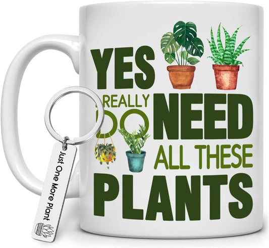 Plants Mug Gifts for Plant Lover Women Men Gifts For Plant Lovers 11oz Coffee Mug Crazy Plants Lady Themed Cactus Gift Christmas Birthday Present Tea Cup With Keychain