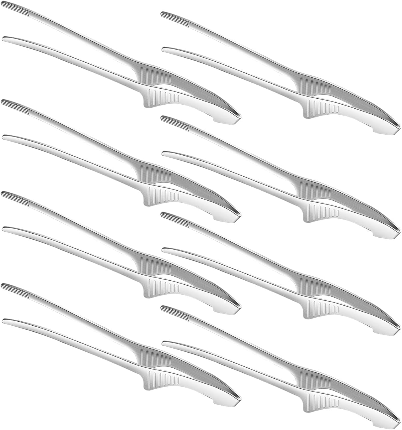 8PCS Kitchen Tongs 9.4 In Stainless Steel Grill Tongs Korean and Japanese Tongs Non-Slip Serrated Tips for Outdoor BBQ Camping Cooking Salad Serving