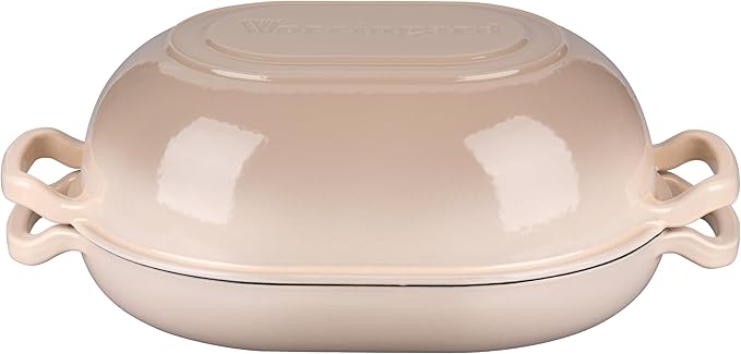 Enameled Cast Iron Sourdough Bread Oven, Dutch Oven, Loaf Cast Iron Bread Pan for Homemade Bread Baking, Meatloaf Pan with Lid, 7QT, Latte