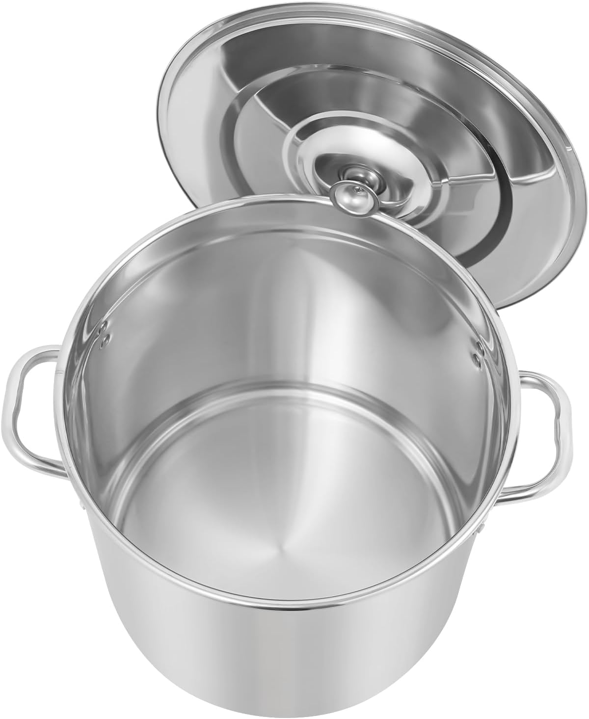 Stock Pot with Lid, 304 Stainless Steel Big Pots for Cooking, 34 Quart Stockpots with Hanging Lid and Handle, Anti-Corrosion, Anti-Rust, Used for Induction Stoves, Gas Stoves, Electric Stoves