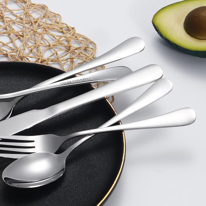 Silverware Set 20 Piece Stainless Steel Flatware Set Silverware Utensils for 4 People Includes Forks Knives Spoons & Salad Forks Dishwasher Safe Durable Tableware for Home Restaurant or Outdoor Use