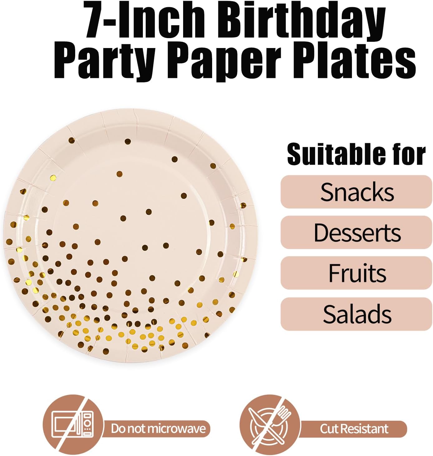 90PCS Pink and Gold Paper Plates Napkins Set, Disposable Gold Dot Party Plates with Napkins Forks Dessert Dinnerware Party Supplies for Wedding, Graduation, Festivals