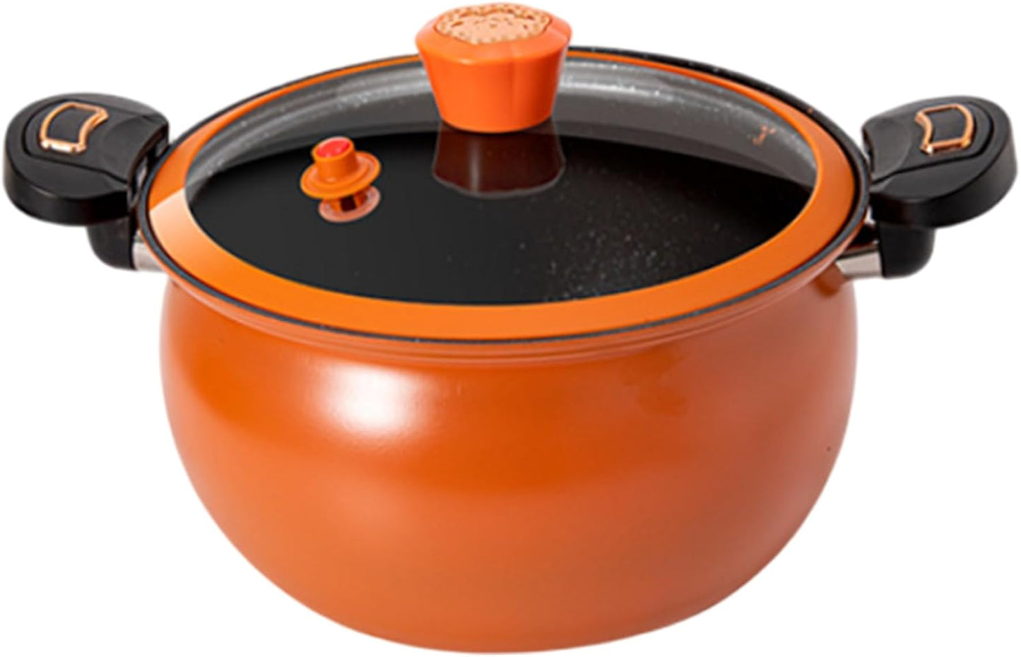 8L Mini Fast-Heating Pressure Cooker with Lock Handles & See-Through Lid, Non-Stick Stockpot for Gas, Induction & Electric Stoves, Orange