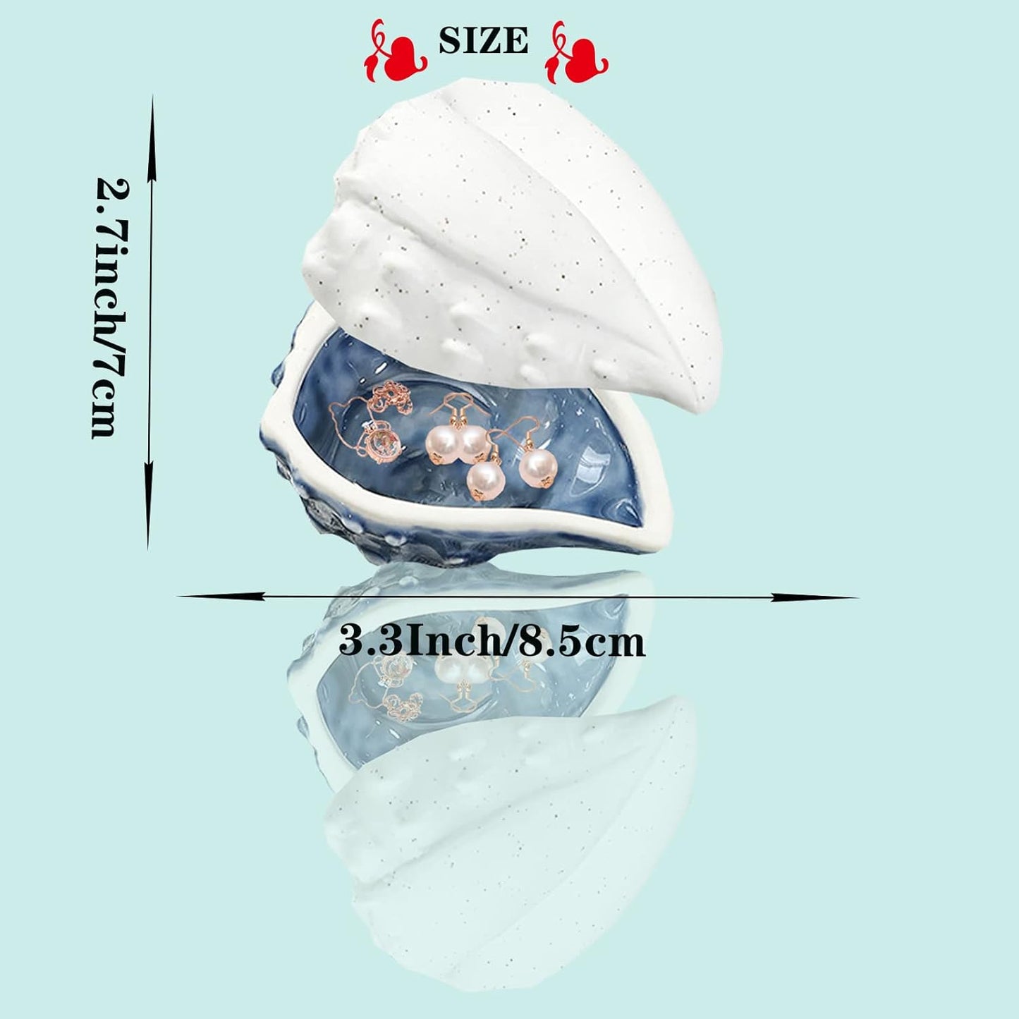 Shell Ring Holder for Jewelry, Ceramic Jewelry Dish, Trinket Tray Candy Dishes, Jewelry Tray Jewelry Plate Small Key Bowl for Entryway Table Birthday Home Party Decor (K STYLE)