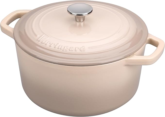 Enameled Cast Iron Dutch Oven Pot with Lid, for Bread Baking, Round Bread Oven- include Sourdough Bread Baking Supplies Set, 4.5QT, Latte