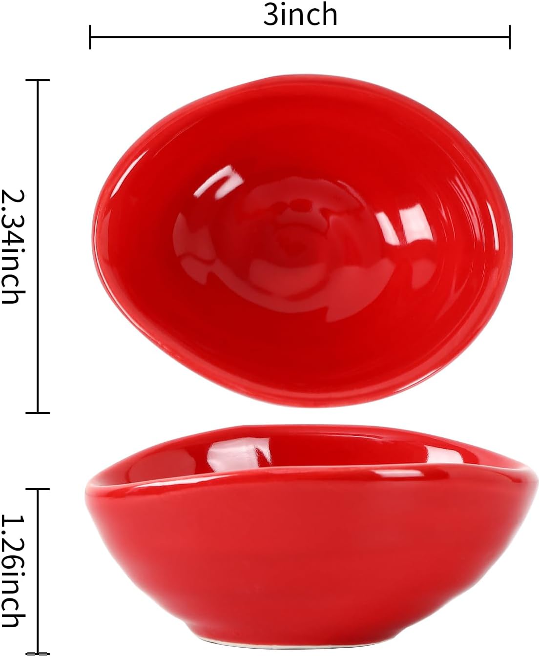 vicrays Ceramic Dipping Sauce Bowls – Small Charcuterie Dip Cups Cooking Prep Condiment Oil Dish Mini Tapas Plates for Soy Sushi Salsas Wasabi Appetizer Dessert - Set of 6 Red