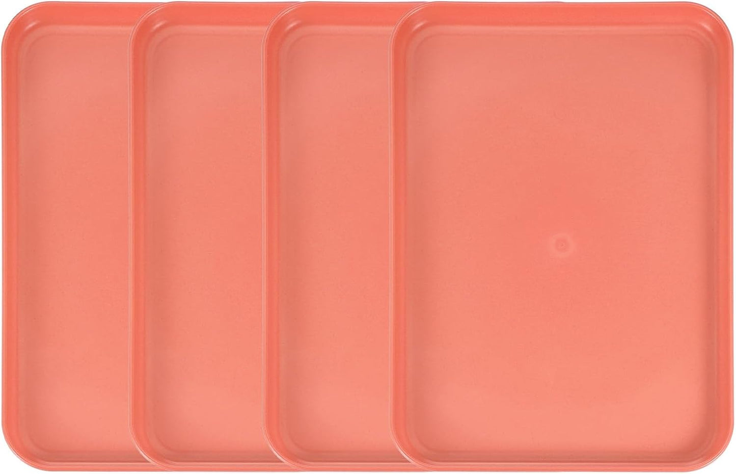 uxcell 4Pcs Plastic Serving Trays, 12.2 x 8.7 Inch Rectangle Food Trays Serving Cafeteria for Kitchen Restaurant Coffee Fruit Burger Lunch Dessert, Orange
