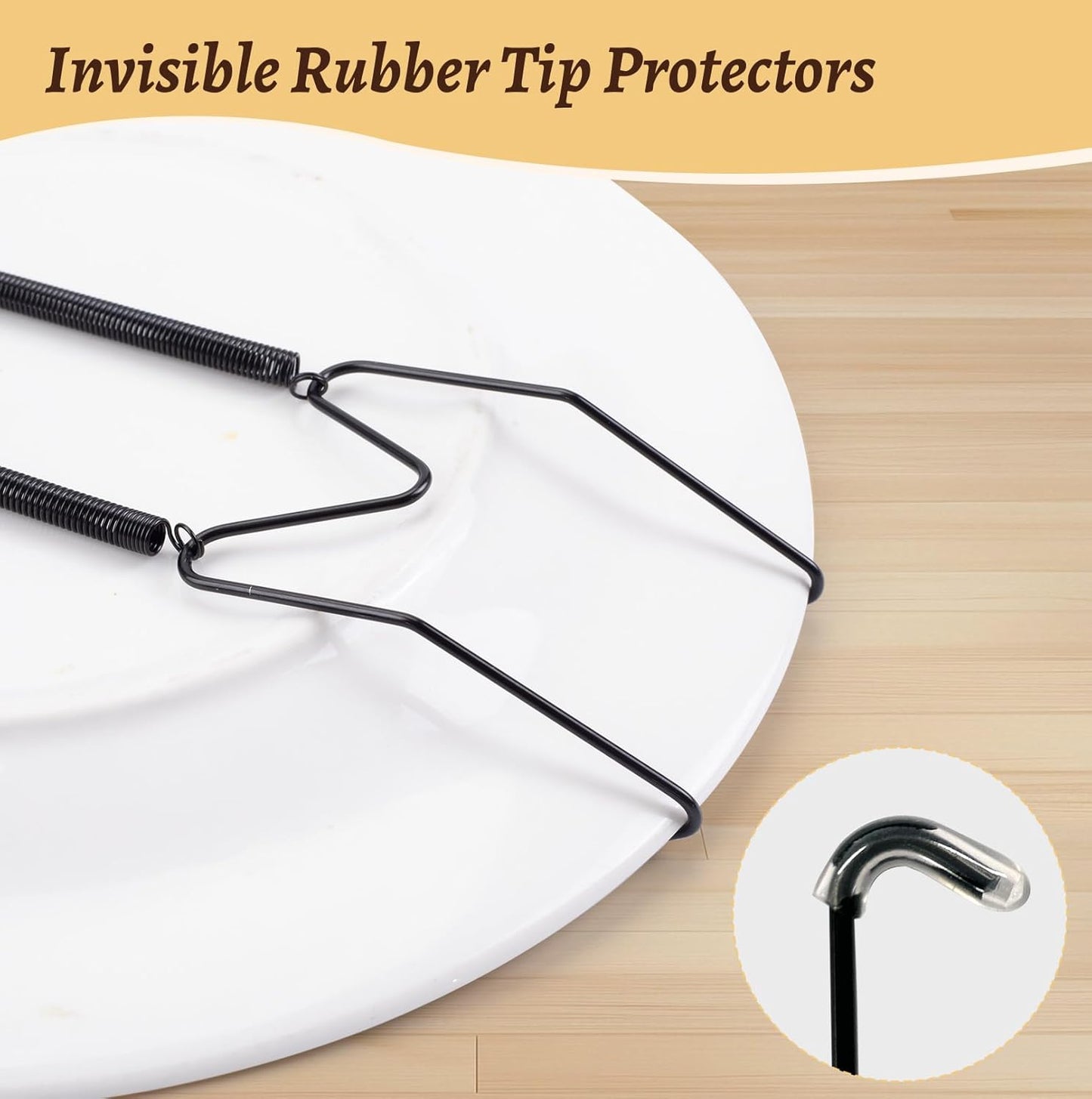 5 Pack Plate Hangers for The Wall Suitable for 4-5 inch Small Decorative Plate, Invisible Stainless Steel Plate Hangers for Display with Wall Hooks, for Plates/Platter/Dish/Picture(Black)