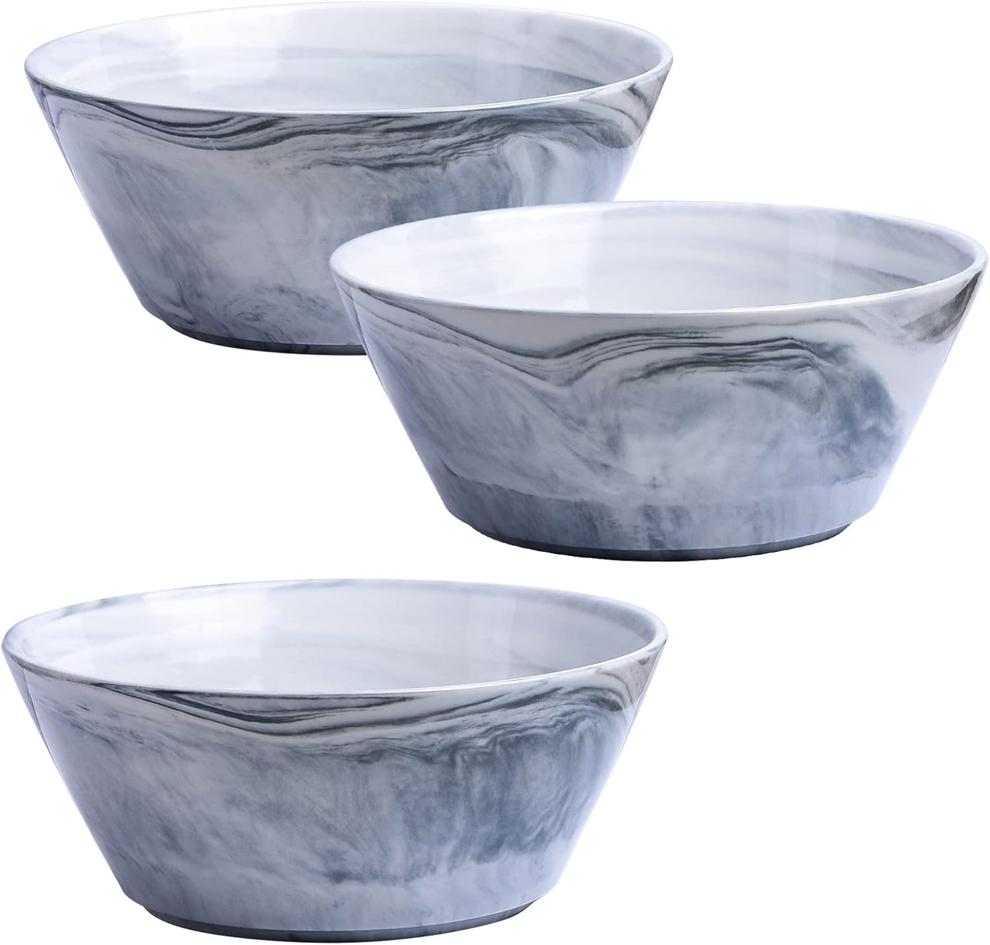 Yundu Grey Marble Ceramics Bowls Set, 58 Ounces Large Salad Bowl Set of 3, Serving Bowls, Large Cereal Snack Bowls for Kitchen, Dishwasher & Microwave Safe