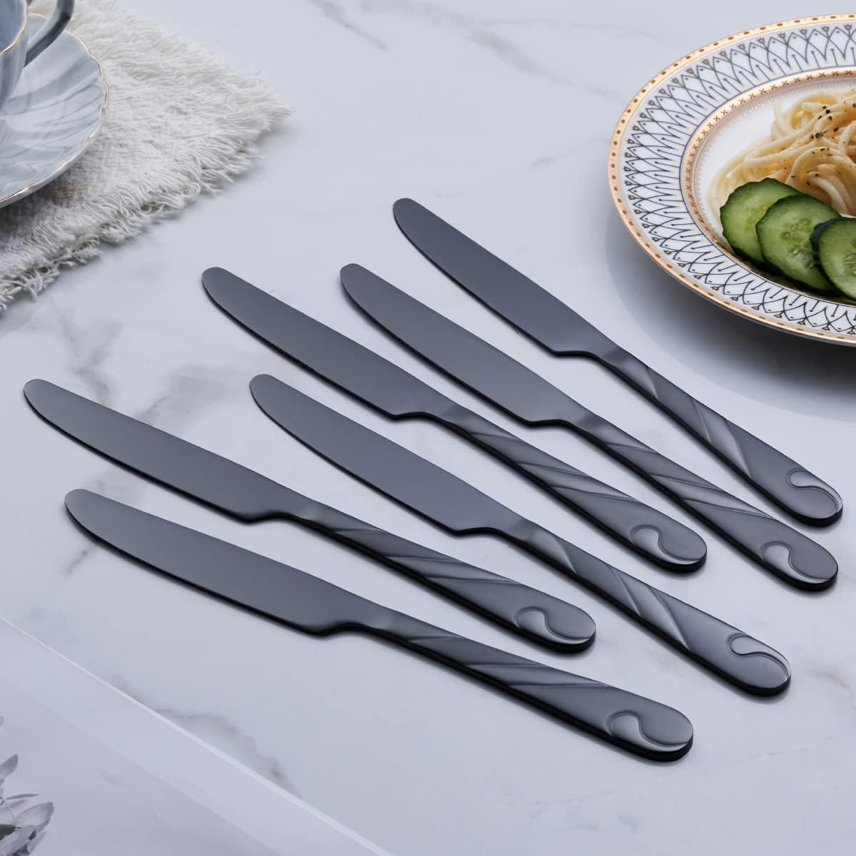 Black Silverware Set for 12, 60-Piece Stainless Steel Flatware Set, Shiny Black Metal Cutlery Set, Include Fork, Knife and Spoon Set, Dishwasher Safe
