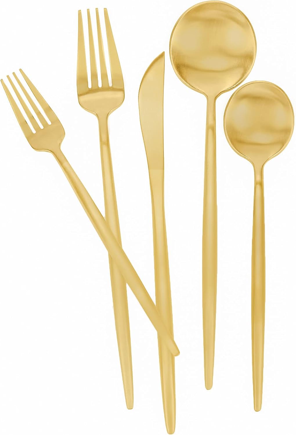 Matte Gold Silverware Set 30 Pieces, FAMEWARE Stainless Steel Flatware Set，Service for 6，Kitchen Utensil Set, Tableware Cutlery Set, Satin Finished Polished & Dishwasher Safe